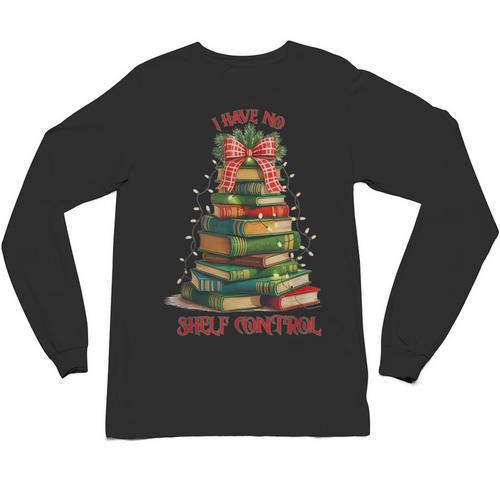 Book Lover Christmas Tree I Have No Shelf Control Unisex Long Sleeve T-Shirt - Bookorys