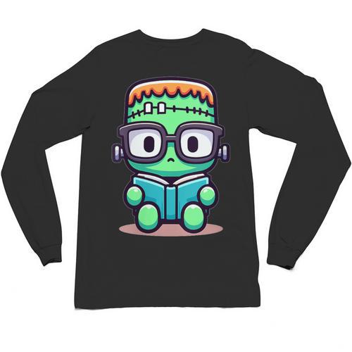 Book Lover Frankenstein's Monster With Reading Glasses Unisex Long Sleeve T-Shirt - Bookorys UK
