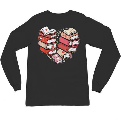 Book Lover Heart Shape Reading Librarian Valentine Men Women Unisex Long Sleeve T-Shirt - Bookorys DE