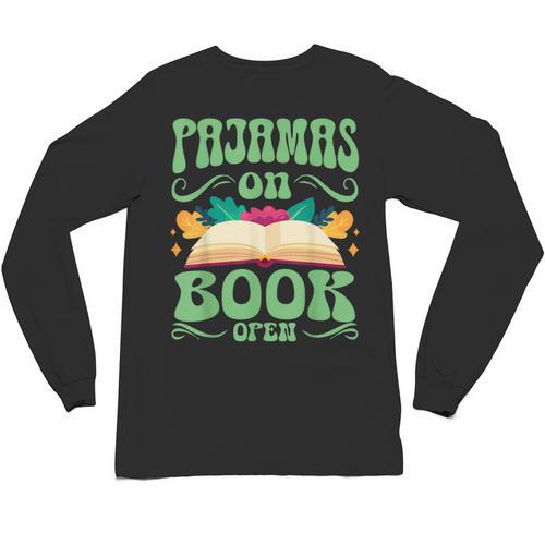 Book And Pajama Pajamas On Book Open Unisex Long Sleeve T-Shirt - Bookorys DE
