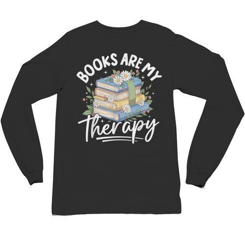 Book Are My Therapy Aesthetic Bookish Reading Unisex Long Sleeve T-Shirt - Bookorys