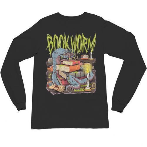 Graphic Book Worm Monster Horror Reading Book Lover Unisex Long Sleeve T-Shirt - Bookorys