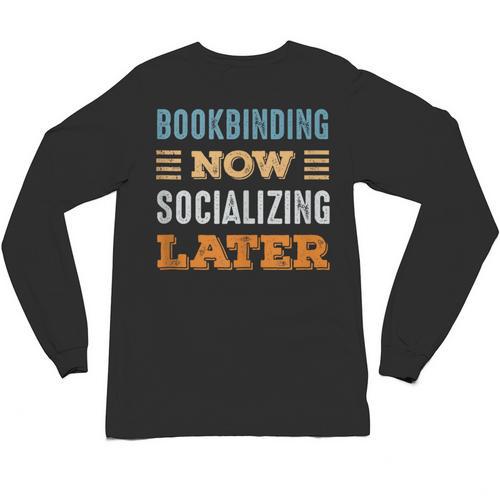 Bookbinding Now Minimal Socializing Introvert Vintage Unisex Long Sleeve T-Shirt - Raresse