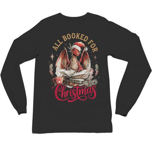 All Booked For Christmas Dragon Unisex Long Sleeve T-Shirt - Bookorys UK
