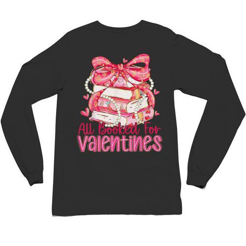 All Booked For Valentines Day Book Lovers Teacher Kids Unisex Long Sleeve T-Shirt - Bookorys CA
