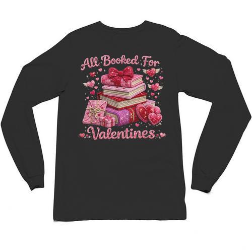 All Booked Valentine's Girly Teacher Coquette Love Unisex Long Sleeve T-Shirt - Bookorys