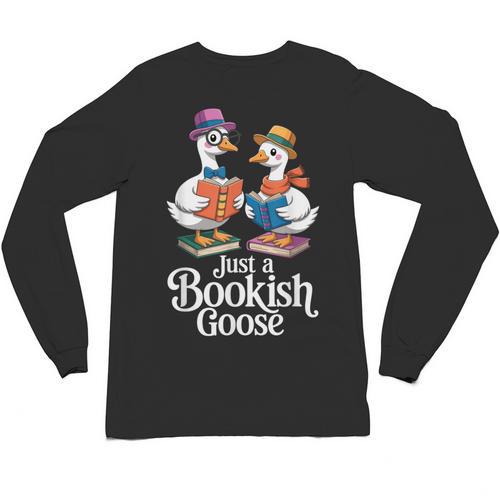 Bookish Goose Cute Geese With Hats Reading Books Unisex Long Sleeve T-Shirt - Bookorys
