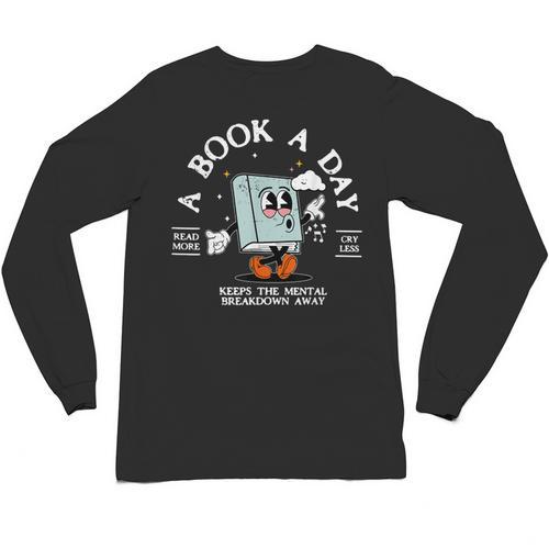 Bookish Mental Health Book A Day Retro Read More Book Unisex Long Sleeve T-Shirt - Bookorys CA