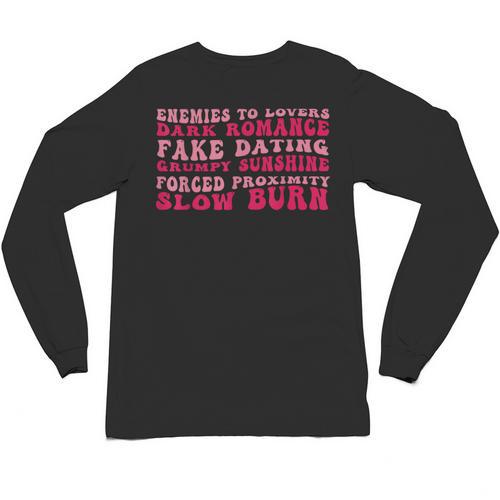Bookish Romance Tropes Book Club Reader Spicy Book Lover Unisex Long Sleeve T-Shirt - Bookorys