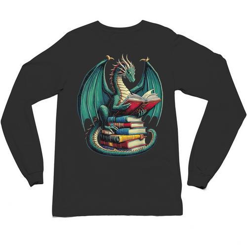 Books Dragon Reading Book Lover Unisex Long Sleeve T-Shirt - Bookorys UK