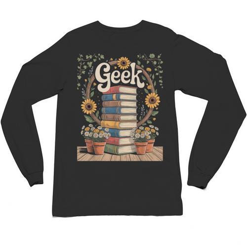 Books Geek Sunflower Floral Cute Vintage Books Reader Lover Unisex Long Sleeve T-Shirt - Bookorys