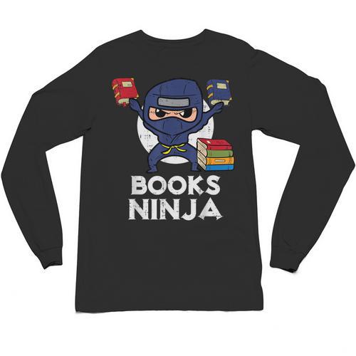 Books Ninja Read Reading Librarian Book Toddler Boys Kids Unisex Long Sleeve T-Shirt - Bookorys UK