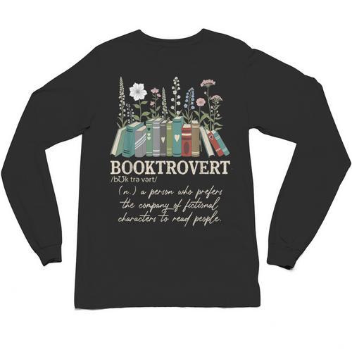 Booktrovert Definition Floral Books Reading Teacher Library Unisex Long Sleeve T-Shirt - Bookorys DE