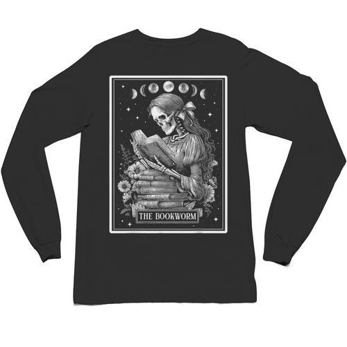 The Bookworm Book Reader Reading Tarot Card Witchy Moon Unisex Long Sleeve T-Shirt - Bookorys