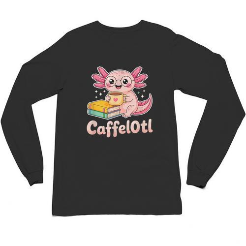Caffelotl Cute Axolotl Pun Coffee Book Lover Kawaii Humor Unisex Long Sleeve T-Shirt - Bookorys DE