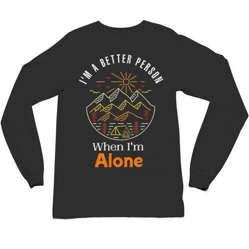 Camping Alone Meme Campfire Introvert Camper Unisex Long Sleeve T-Shirt - Raresse
