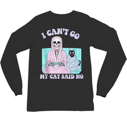 I Can't Go My Cat Said No Introvert Anxiety Cat Lover Unisex Long Sleeve T-Shirt - Raresse