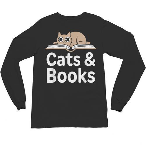 Cats And Books Unisex Long Sleeve T-Shirt - Bookorys AU