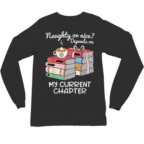 Christmas Book Lovers Naughty Or Nice Unisex Long Sleeve T-Shirt - Bookorys CA