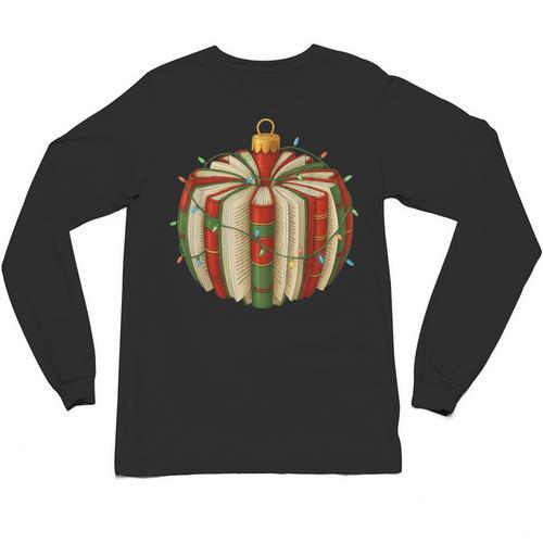 Christmas Book Ornament Lights Holiday Reading Lover Teacher Unisex Long Sleeve T-Shirt - Bookorys
