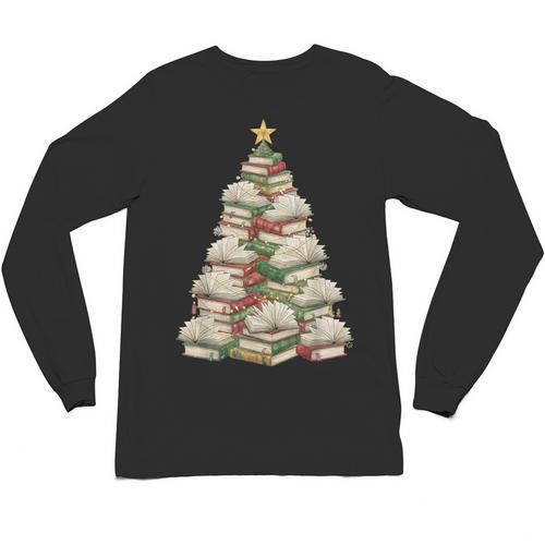 Christmas Book Tree Teacher Book Lover Xmas Librarian Unisex Long Sleeve T-Shirt - Bookorys CA