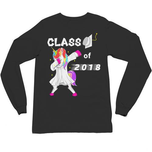 Class Of 2018 Graduation Him Her Unicorn Dabbing Shirt Unisex Long Sleeve T-Shirt - Best Gift Smart