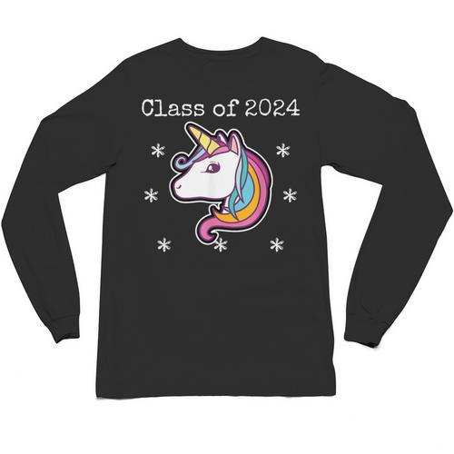 Class Of 2024 Graduation Year Unicorn Tee Shirt Unisex Long Sleeve T-Shirt - Best Gift Smart