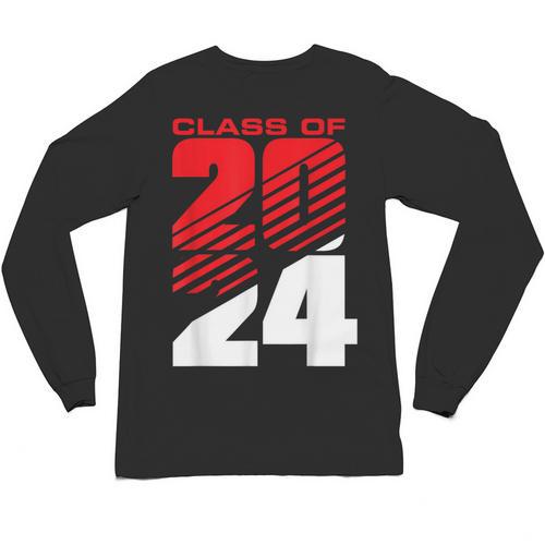 Class Of 2024 High School Senior Graduation Red Sports Style Unisex Long Sleeve T-Shirt - Best Gift Smart