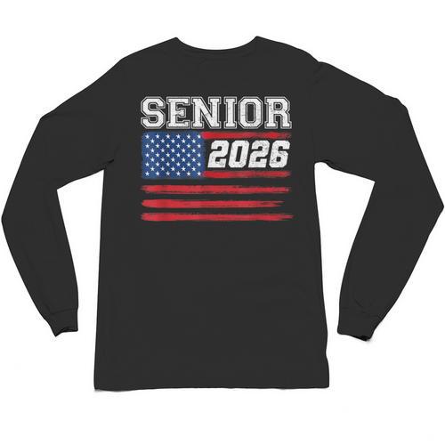 Class Of 2026 Senior Back To School American Flag Graduation Unisex Long Sleeve T-Shirt - Best Gift Smart