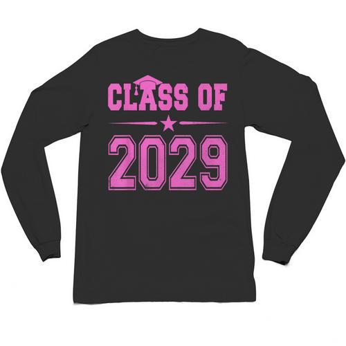 Class Of 2029 Pink Girls Shirt Graduation Unisex Long Sleeve T-Shirt - Best Gift Smart
