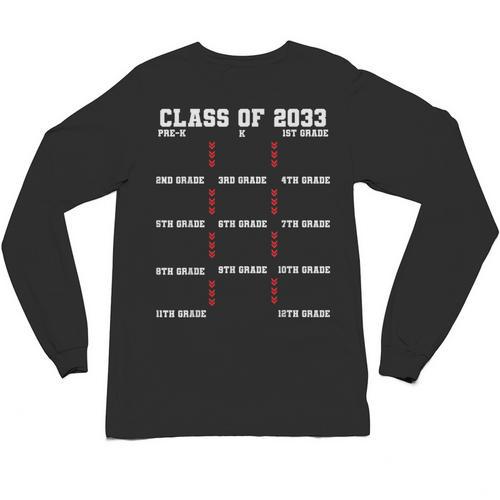 Class Of 2033 Graduation With Space For Hand Prints Unisex Long Sleeve T-Shirt - Best Gift Smart