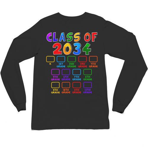 Class Of 2034 Grow With Me Graduation First Day Of School Unisex Long Sleeve T-Shirt - Best Gift Smart