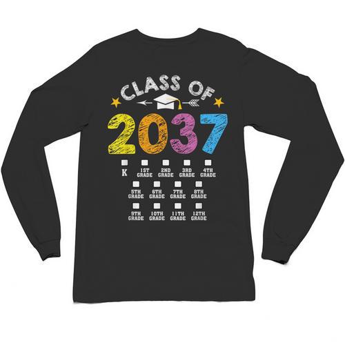 Class Of 2037 Grow With Me Checklist Graduation Unisex Long Sleeve T-Shirt - Best Gift Smart