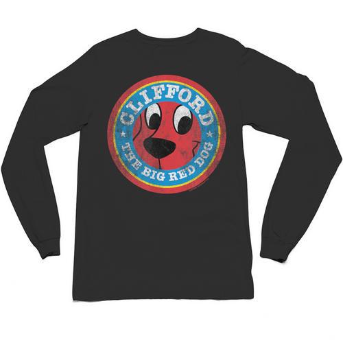Clifford The Big Red Dog Round Distressed Logo Kids Books Unisex Long Sleeve T-Shirt - Bookorys DE