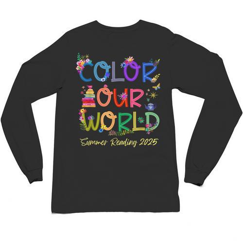 Color Our World Summer Reading 2025 Boho Wildflower Book Unisex Long Sleeve T-Shirt - Bookorys