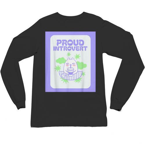 Cool Fun Cute Proud Introvert Cat Character For Men Women Unisex Long Sleeve T-Shirt - Raresse