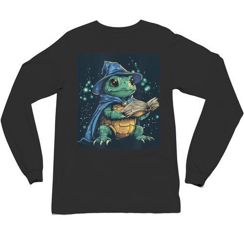 Cool Magical Book With Wizard Turtle For Adults And Kids Unisex Long Sleeve T-Shirt - Bookorys DE
