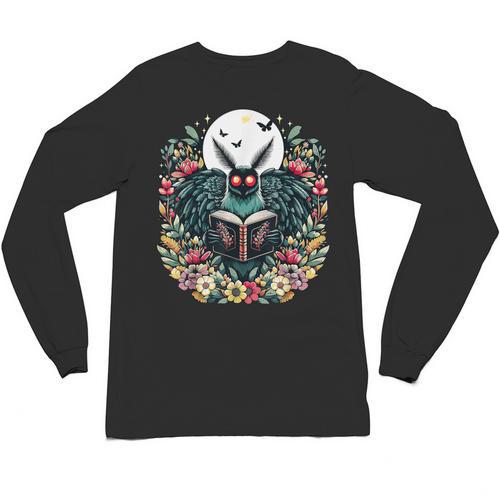 Cottagecore Aesthetic Mothman Book Lover Camping Unisex Long Sleeve T-Shirt - Bookorys UK