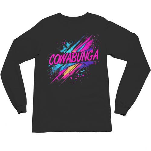 Cowabunga Retro 80s 90s Nostalgia Slang Neon Grunge Art Unisex Long Sleeve T-Shirt - Figerry