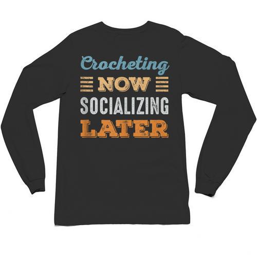 Crocheting Now Minimal Socializing Introvert Vintage Unisex Long Sleeve T-Shirt - Raresse
