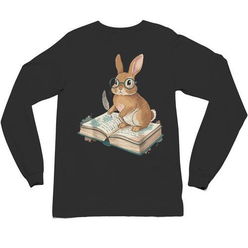 Cute Bunny Reading Book Glasses Bookworm Unisex Long Sleeve T-Shirt - Bookorys