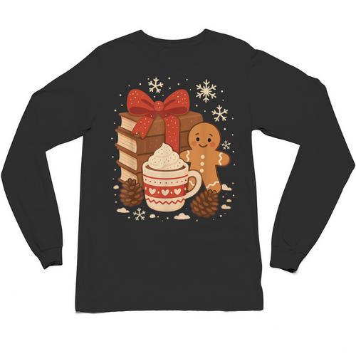 Cute Christmas Books Gingerbread Xmas Book Lover Teacher Unisex Long Sleeve T-Shirt - Bookorys AU