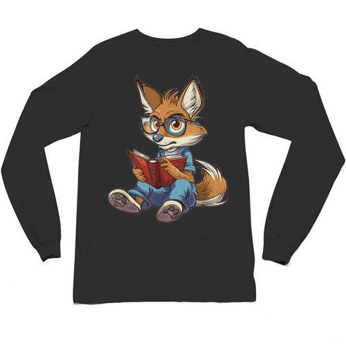 Cute Coyote With Book I Kids Coyote Unisex Long Sleeve T-Shirt - Bookorys