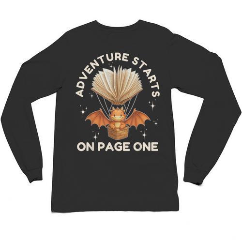 Cute Dragon Book Hot Air Balloon Adventure Fantasy Reading Unisex Long Sleeve T-Shirt - Bookorys AU