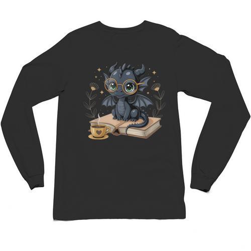 Cute Dragon Books Flower Bookworm Book Lover Unisex Long Sleeve T-Shirt - Bookorys AU