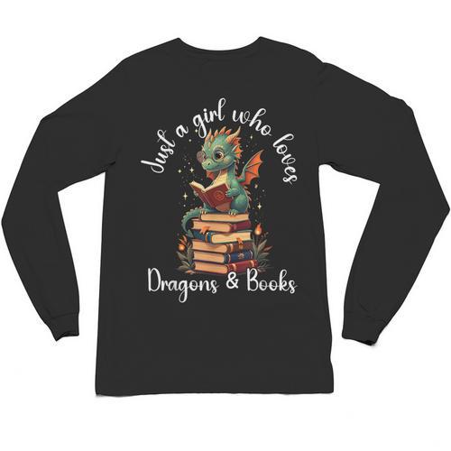 Cute Dragon Reading Book Bookworm Dragon And Books For Women Unisex Long Sleeve T-Shirt - Bookorys UK