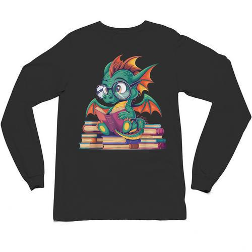 Cute Dragon Reading a Book Bookworm For Men Women Kid Unisex Long Sleeve T-Shirt - Bookorys UK