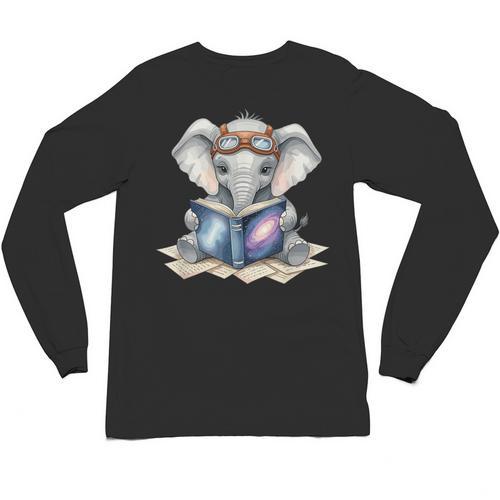 Cute Elephant Reading Universe Book Unisex Long Sleeve T-Shirt - Bookorys