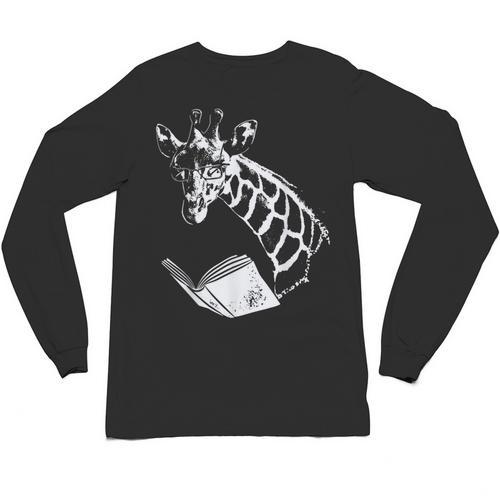 Cute Giraffe Wear Glasses Reading Book Librarian Bookworm Unisex Long Sleeve T-Shirt - Bookorys
