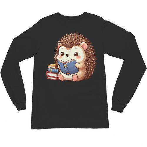 Cute Hedgehog Book Lover Readers Animal Reading Unisex Long Sleeve T-Shirt - Bookorys CA